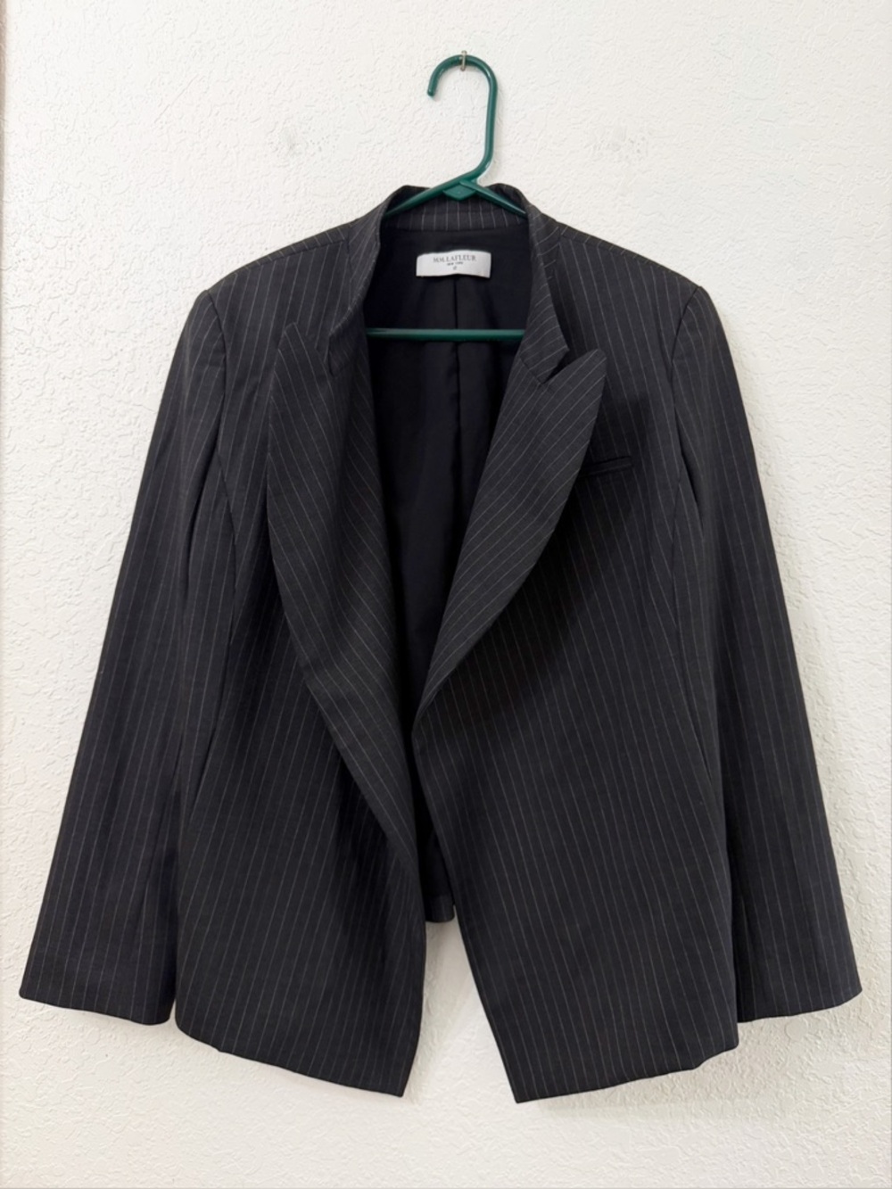 MM Lafleur The Oliver Virgin Wool Pinstripe Charcoal Blazer - 12